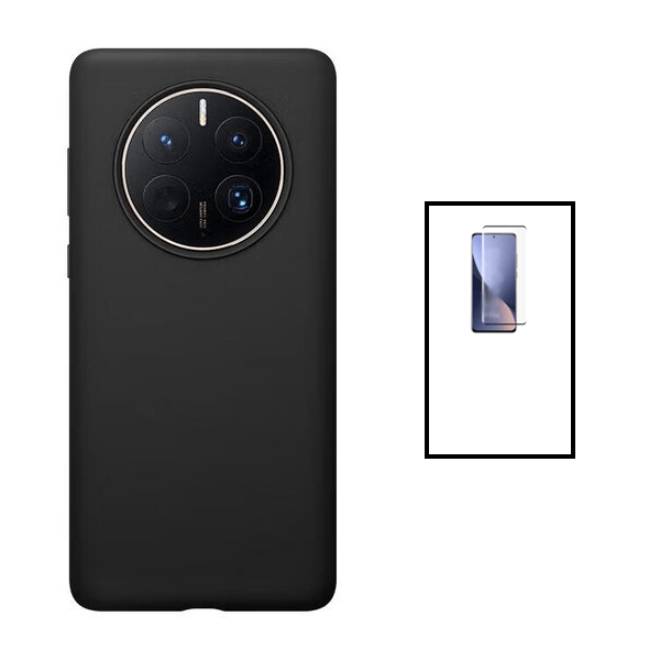 Kit Película de Vidro Temperado GorilasGlass + Capa Proteção Traseira Silicone para Huawei Mate 50 - Preto