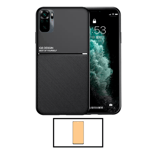 Kit Capa Traseira Magnética Anti Choque + Vidro Temperado Ceramica Full Cover Curved para Xiaomi Redmi 10 Prime 2022 - Preto