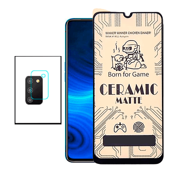 KIT Vidro Temperado Ceramica Full Cover + Película Protectora para Câmara Traseira Samsung Galaxy  F02s