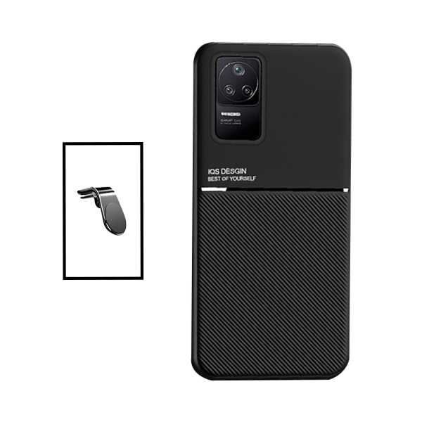 Kit Capa Traseira Magnética Anti Choque + Suporte de Carro Magnético L para Xiaomi Poco F4 - Preto