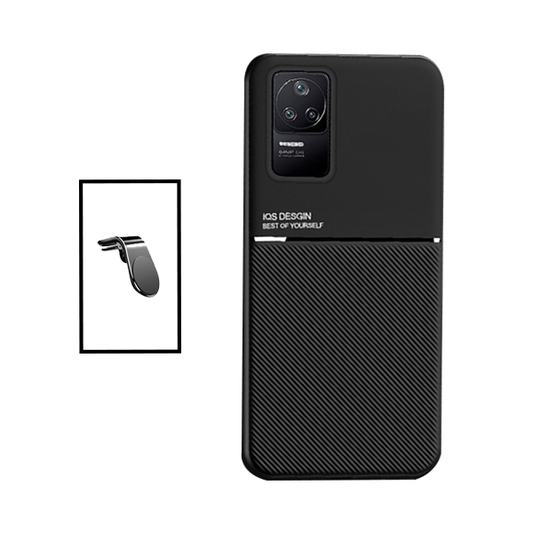 Kit Capa Traseira Magnética Anti Choque + Suporte de Carro Magnético L para Xiaomi Poco F4 - Preto