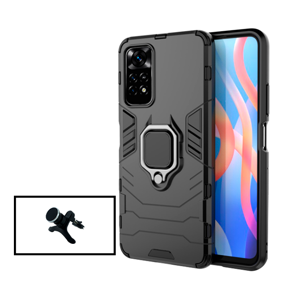 Kit Suporte Magnético Com Pernas + Capa 3X1 Military Defender para Xiaomi Poco M4 Pro