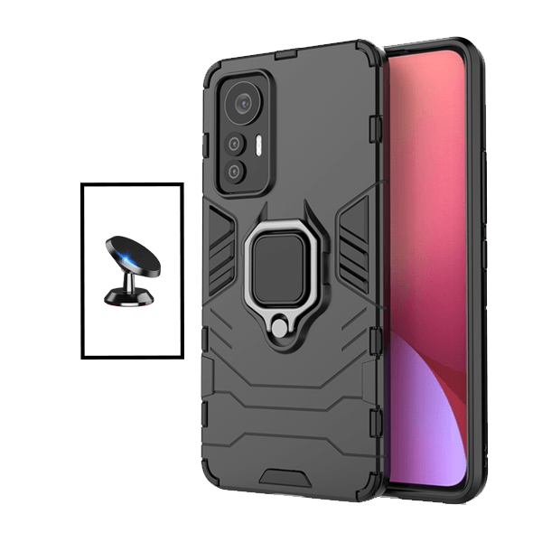 Kit Suporte Magnético + Capa de Proteção Militar Magnética para Xiaomi 12 Pro ( Dimensity ) - Preto