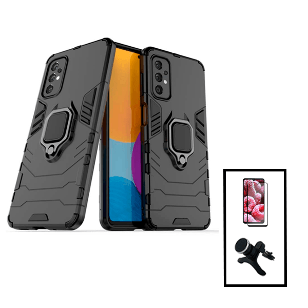 Kit Película de Vidro Temperado GorilasGlass + Capa de Proteção Militar Magnética + Suporte Magnético Com Pernas para Samsung Galaxy A23 5G - Preto