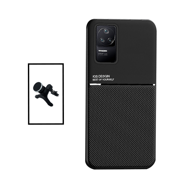 Kit Capa Traseira Magnética Anti Choque + Suporte Magnético Com Pernas para Xiaomi Poco F4 - Preto