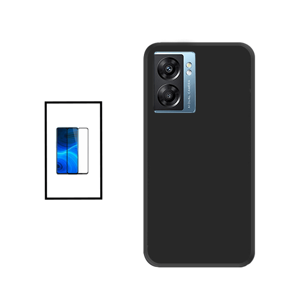 Kit Película de Vidro Temperado GorilasGlass + Capa Proteção Traseira Silicone para Oppo K10 5G - Preto