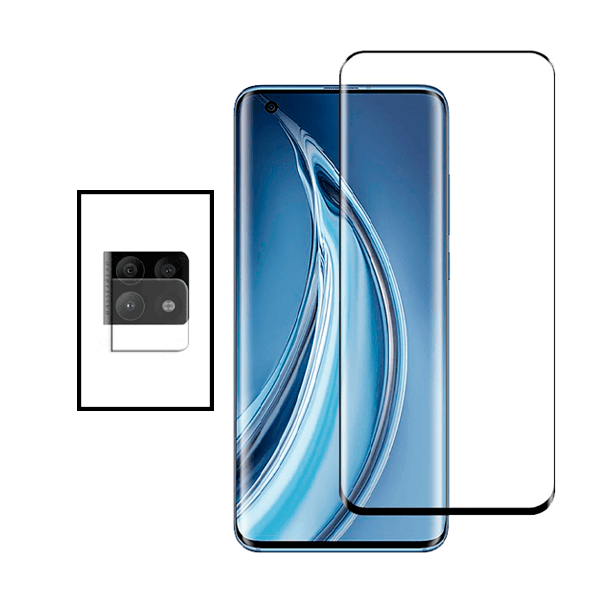 Kit Película Protectora para Câmara Traseira + Película de Vidro Temperado GorilasGlass Curved para OnePlus 10 Pro - Transparente/Preto