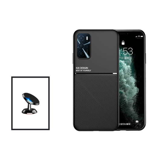 Kit Capa Traseira Magnética Anti Choque + Suporte Magnético para Oppo A16 - Preto