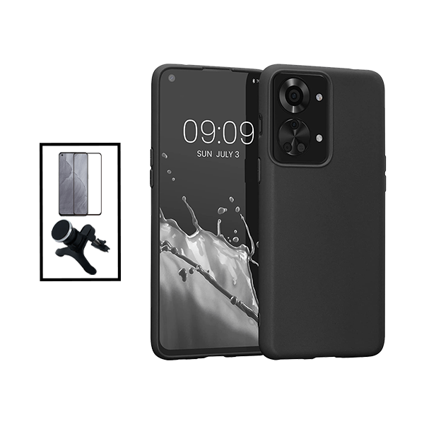 Kit Película de Vidro Temperado GorilasGlass + Capa Proteção Traseira Silicone + Suporte Magnético Com Pernas para OnePlus Nord 2T - Preto