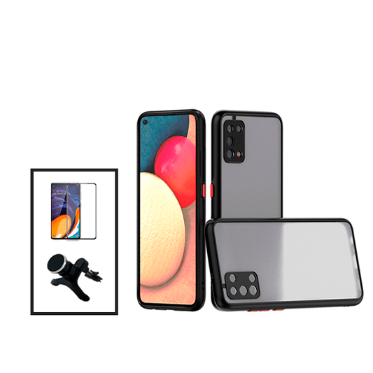 Kit Capa Traseira Proteção Camara + Película de Vidro Temperado GorilasGlass + Suporte Magnético Com Pernas para Oppo A74 5G - Preto