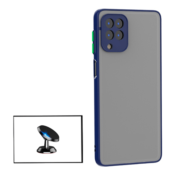 Kit Capa Traseira Proteção Camara + Suporte Magnético para Samsung Galaxy A12 - Azul