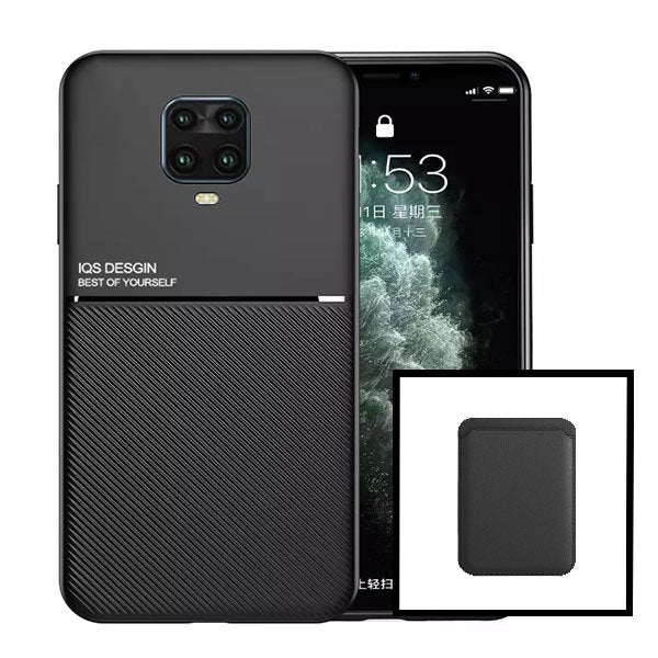 Kit Capa Traseira Magnética Anti Choque + Carteira Magnetica Preto para Xiaomi Redmi Note 10 Lite