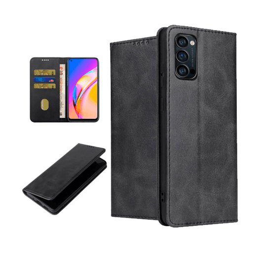 Capa Tipo Livro Fecho Magnético para Oppo Reno4 Pro 5G - Preto