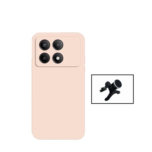 Kit Suporte Magnético Com Pernas + Capa Proteção Traseira Silicone GIFT4ME para Xiaomi Poco X6 Pro 5G - Rosa
