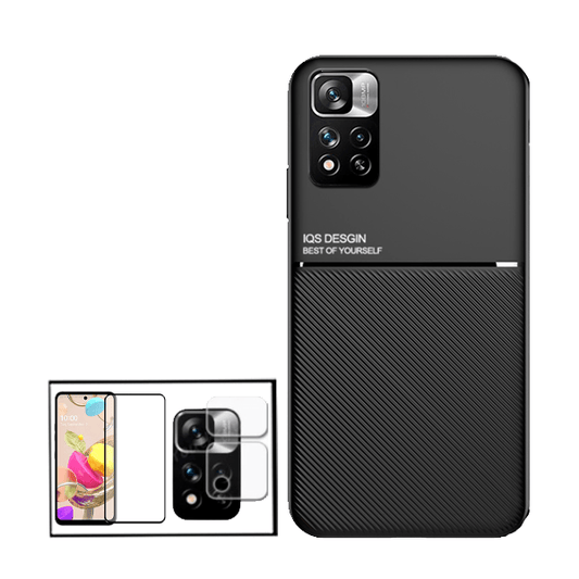 Kit Capa Traseira Magnética Anti Choque + Película de Vidro Temperado GorilasGlass + Película Protectora para Câmara Traseira para Xiaomi Redmi Note 11 Pro+