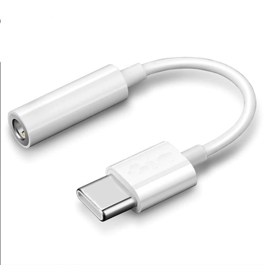 Adaptador Audio Type C (Macho) to Jack 3.5mm (Femea) Earphones - Branco