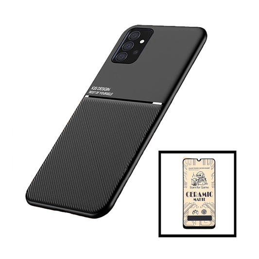 Kit Capa Traseira Magnética Anti Choque + Vidro Temperado Ceramica Full Cover Curvado para Samsung Galaxy A32 4G