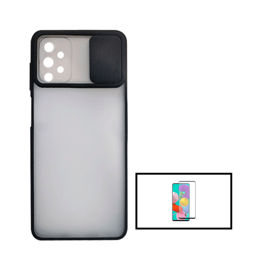 Kit Capa Proteção Camara Deslizante + Película de Vidro Temperado GorilasGlass para Samsung Galaxy A52 - Preto