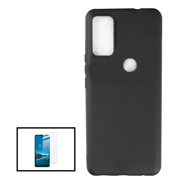 Kit Película de Vidro Temperado GorilasGlass + Capa Proteção Traseira Silicone para TCL 20R 5G - Preto