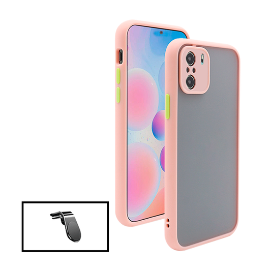 Kit Capa Traseira Proteção Camara + Suporte de Carro Magnético L para Xiaomi Poco F3 - Rosa