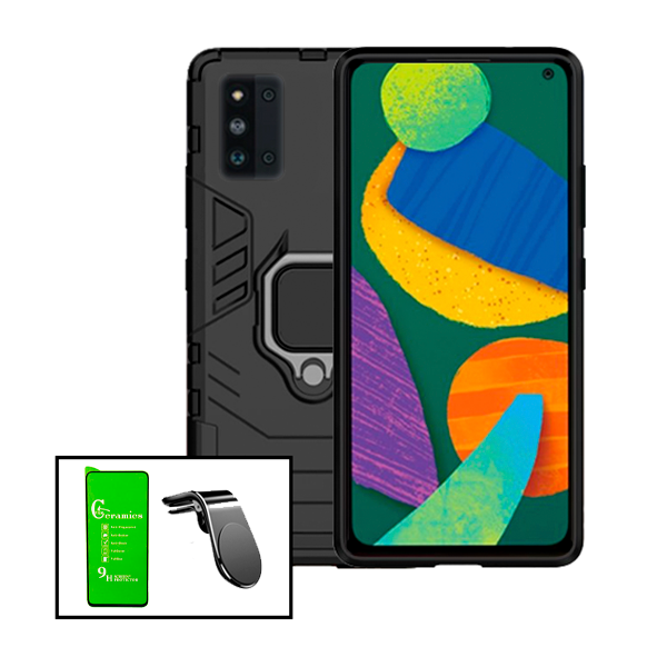 Kit Vidro Temperado Ceramica Full Cover + Capa de Proteção Militar Magnética + Suporte de Carro Magnético L para Samsung Galaxy F52 5G