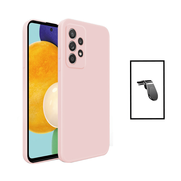 Kit Suporte de Carro Magnético L + Capa Proteção Traseira Silicone para Samsung Galaxy A23 - Rosa