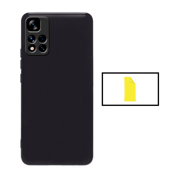 Kit Película Protectora de Hydrogel Frente + Capa Proteção Traseira Silicone para Xiaomi Redmi 10 Prime 2022 - Preto