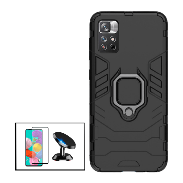 Kit Película de Vidro Temperado GorilasGlass + Capa de Proteção Militar Magnética + Suporte Magnético para Xiaomi Redmi Note 11