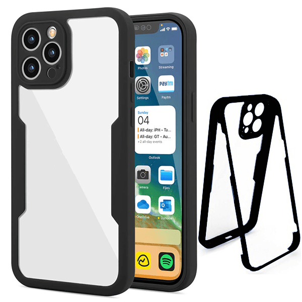 Capa 360° Proteção Frente e Verso para iPhone 12 Pro - Preto