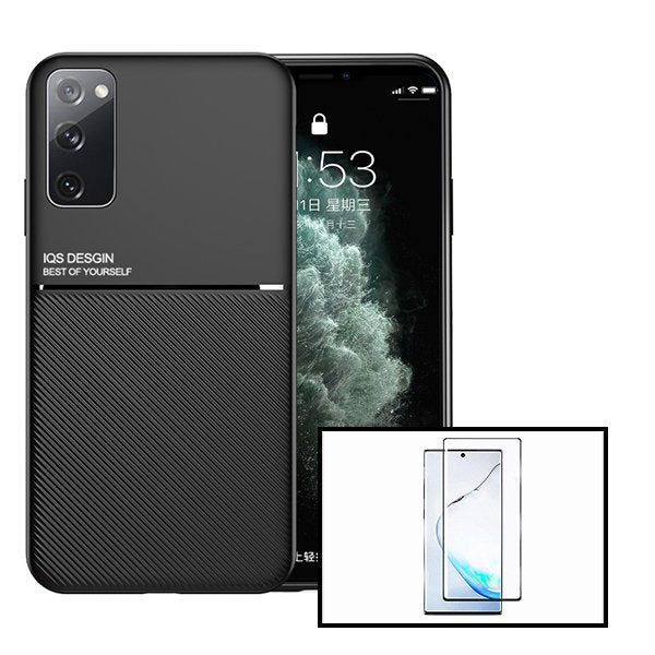 Kit Capa Traseira Magnética Anti Choque + Película de Vidro Temperado GorilasGlass para Samsung Galaxy S20 FE 2022 - Preto