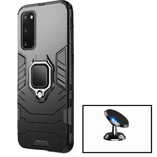 Kit Suporte Magnético + Capa de Proteção Militar Magnética para Samsung Galaxy S20 FE 2022 - Preto