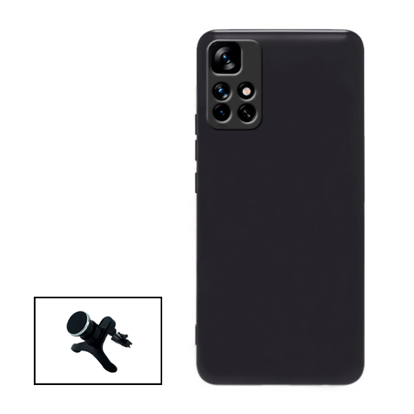 Kit Suporte Magnético Com Pernas + Capa Proteção Traseira Silicone para Xiaomi Redmi Note 11S - Preto