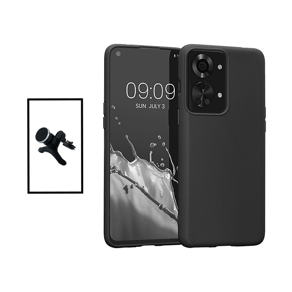Kit Suporte Magnético Com Pernas + Capa Proteção Traseira Silicone para OnePlus Nord 2T - Preto