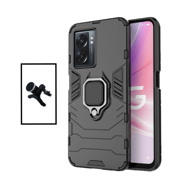 Kit Suporte Magnético Com Pernas + Capa de Proteção Militar Magnética para Oppo A57 4G - Preto