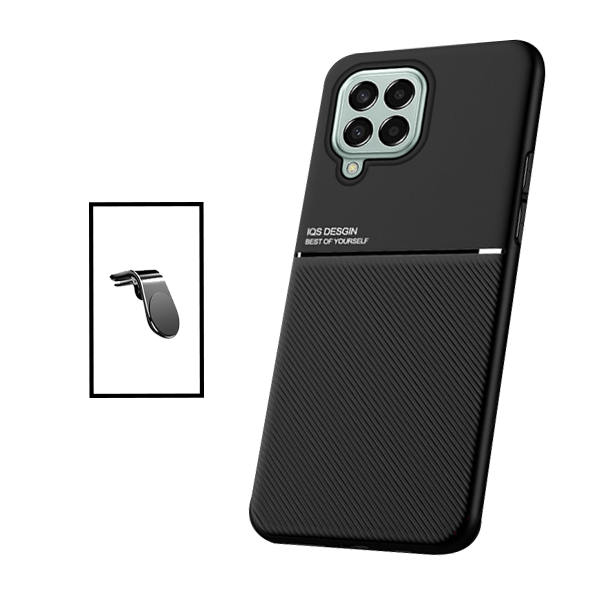 Kit Capa Traseira Magnética Anti Choque + Suporte de Carro Magnético L para Samsung Galaxy M53 - Preto