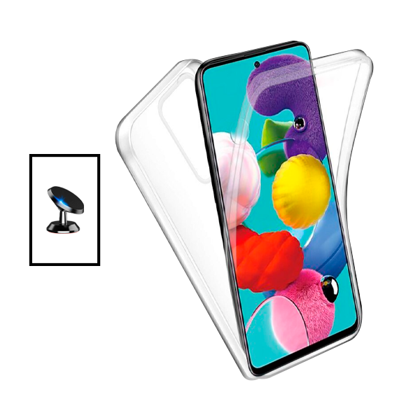 Kit Capa 360° Proteção Frente e Verso + Suporte Magnético para Samsung Galaxy S20 FE 2022 - Transparente/Branco