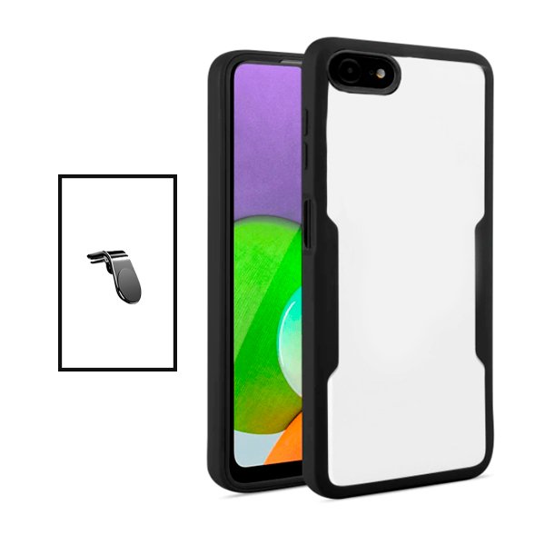 Kit Capa 360° Proteção Frente e Verso + Suporte Magnético L para Apple iPhone 7 - Preto