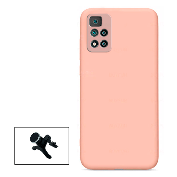Kit Suporte Magnético Com Pernas + Capa Proteção Traseira Silicone para Xiaomi Poco X4 Pro 5G - Rosa