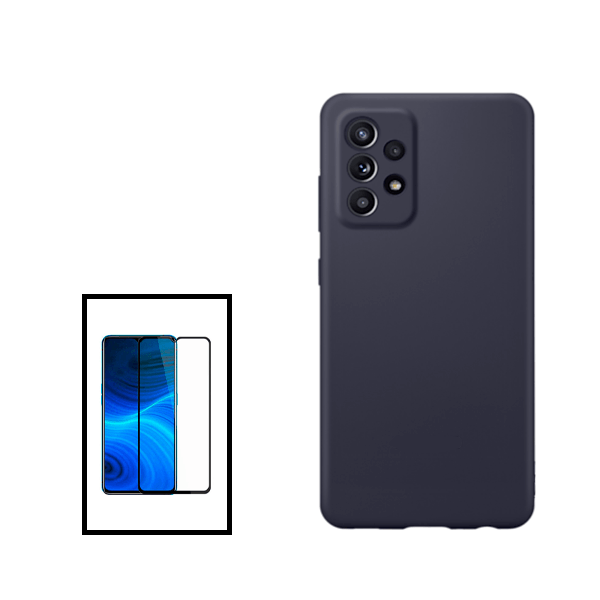 Kit Película de Vidro Temperado GorilasGlass + Capa Proteção Traseira Silicone para Samsung Galaxy A33 5G - Preto