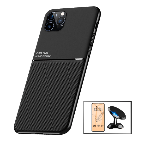 Kit Capa Traseira Magnética Anti Choque + Vidro Temperado Ceramica Full Cover + Suporte Magnético para iPhone 13