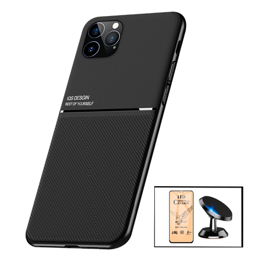 Kit Capa Traseira Magnética Anti Choque + Vidro Temperado Ceramica Full Cover + Suporte Magnético para iPhone 13