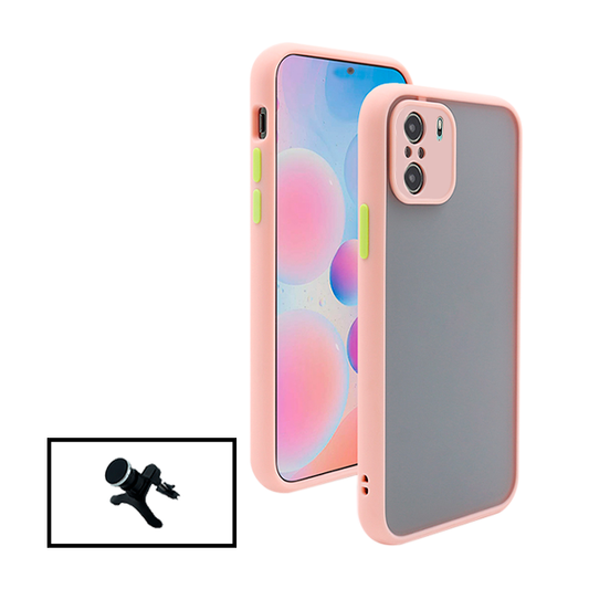 Kit Capa Traseira Proteção Camara + Suporte Magnético Com Pernas para Xiaomi Poco F3 - Rosa