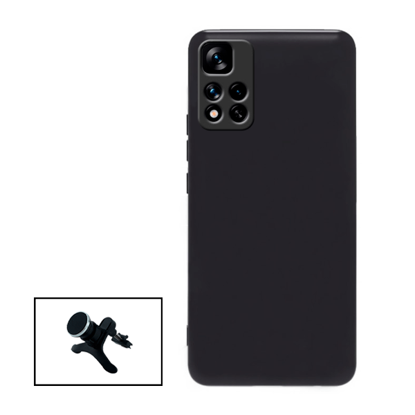 Kit Suporte Magnético Com Pernas + Capa Proteção Traseira Silicone para Xiaomi 11i - Preto