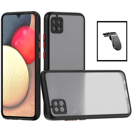 Kit Capa Traseira Proteção Camara + Suporte de Carro Magnético L para Samsung Galaxy M12 - Preto