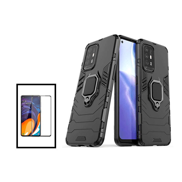 Kit Película de Vidro Temperado GorilasGlass + Capa de Proteção Militar Magnética para Oppo F19 Pro+ 5G - Preto