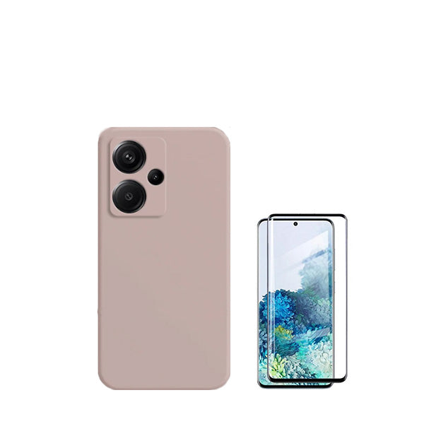 Kit Película de Vidro Temperado GorilasGlass + Capa Proteção Traseira Silicone GIFT4ME para Xiaomi Redmi Note 13 Pro+ Plus - Rosa