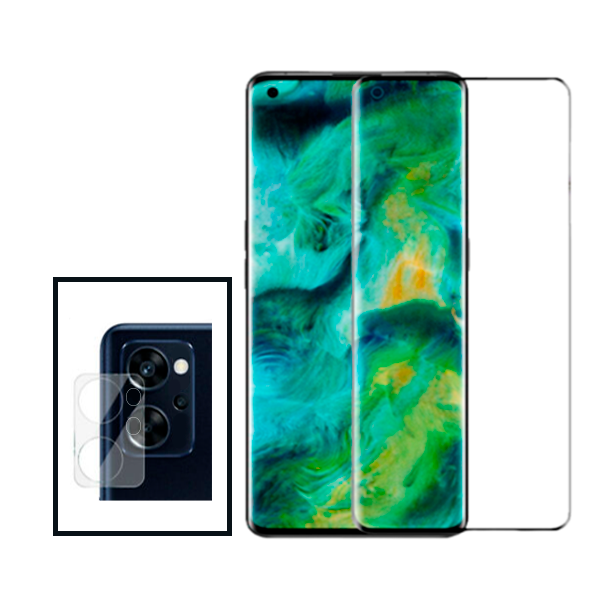 Kit Película Protectora para Câmara Traseira + Película de Vidro Temperado GorilasGlass para Realme 9i - Transparente/Preto