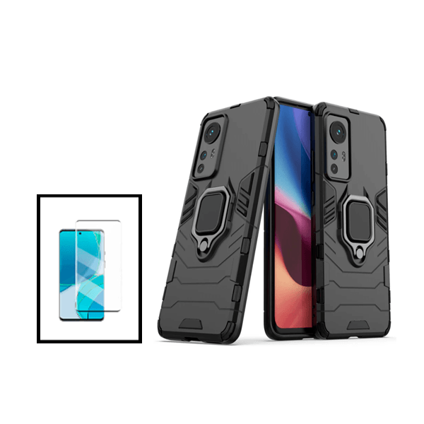 Kit Película de Vidro Temperado GorilasGlass Curvado + Capa de Proteção Militar Magnética para Xiaomi 12X - Preto