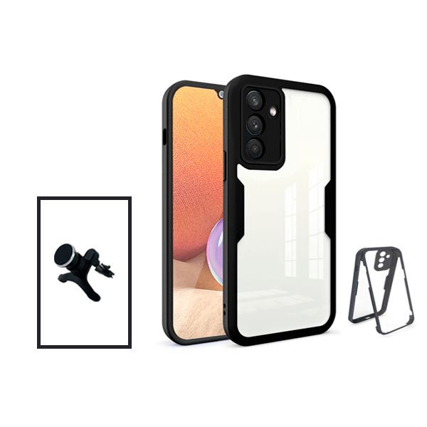 Kit Capa 360° Proteção Frente e Verso + Suporte Magnético Com Pernas para Samsung Galaxy M52 5G Pro - Preto