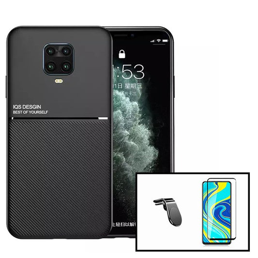 Kit Capa Traseira Magnética Anti Choque + Película de Vidro Temperado GorilasGlass + Suporte de Carro Magnético L para Xiaomi Redmi Note 10 Lite